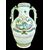 Two-handled majolica vase with rocaille decoration and stylized vegetal motifs. Caltagirone, Sicily.