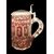 Bohemian Biedermeier mug with etched architectural scene and stylized vegetal racemes.