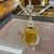 Antique large glass bell, 19th century, yellow and white. Dimensions: H 35 cm, diameter 15 cm.