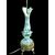 Majolica lamp depicting a mythological fish decorated in turquoise monochrome. Cantagalli Manufacture, Florence.