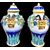 Pair of majolica vases with vine and plant motifs in relief. Imola manufacture.