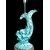 Majolica lamp depicting a mythological fish decorated in turquoise monochrome. Cantagalli Manufacture, Florence.
