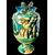 Vaso in maiolica con manici a serpente e decoro istoriato.Manifattura Cantagalli.Firenze.