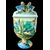 Vaso in maiolica con manici a serpente e decoro istoriato.Manifattura Cantagalli.Firenze.