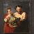 17th century antique Flemish painting, Faun with fruit basket and Bacchante