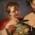17th century antique Flemish painting, Faun with fruit basket and Bacchante