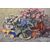 DIPINTI ANTICHI CON FIORI DI ROSE E AZALEE, NATURE MORTE, OLIO SU TELA, INIZIO NOVECENTO, ART DECO. (QF682)   
