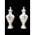 Pair of ceramic vases with floral decoration. Gian Battista Viero manufacture. Nove di Bassano