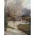 Oil on canvas painting, countryside landscape with river - Galbusera Giovacchino - 1900s