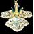 Trilobed majolica centerpiece with dragon figure. Minghetti manufacture. Bologna.