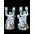 Pair of two-light majolica candlesticks with putti. Minghetti manufacture. Bologna.
