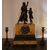 Siena yellow marble clock triptych with bronzes and candlesticks from 1800s France
