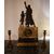 Siena yellow marble clock triptych with bronzes and candlesticks from 1800s France