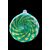 Green glass vase with spiral vertical bands. Signature VeArt (Murano artistic glassworks 1984).