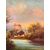 Antique oil painting on canvas, Austrian school, 19th century, 67x78cm, with landscape and castle.