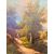 Antique oil painting on canvas, Austrian school, 19th century, 67x78cm, with landscape and castle.