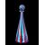 Glass bottle with red and blue vertical stripes. Ve.Art, Murano.