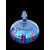 Blown glass bottle, round and flattened shape with vertical multicolored bands. Ve.Art, Murano.