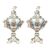 Pair of polychrome porcelain incense burner vases. Capodimonte, 19th century.