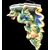 Majolica shelf with support in the shape of a winged dragon. Imola manufacture.