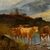 Pittore britannico (fine XIX sec.) - Paesaggio con Mandria di Highlanders al lago.