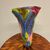 Grande vaso vetro  di Murano Multicolore a fiore . anni 80 . h 48