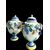 Pair of majolica vases with raised grape vine decoration and leaf motif. Rubbiani manufacture, Sassuolo.