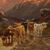W. Richard (British, fine XIX sec.) - Paesaggio con Mandria di Highlanders al lago.