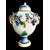 Pair of majolica vases with raised grape vine decoration and leaf motif. Rubbiani manufacture, Sassuolo.