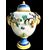 Pair of majolica vases with raised grape vine decoration and leaf motif. Rubbiani manufacture, Sassuolo.
