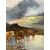 Pittore britannico (fine XIX sec.) - Paesaggio con Mandria di Highlanders al lago.