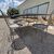 Large handmade wrought iron outdoor table with six chairs. Dimensions: 182 x 112 cm