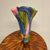 Grande vaso vetro  di Murano Multicolore a fiore . anni 80 . h 48