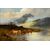 Pittore britannico (fine XIX sec.) - Paesaggio con Mandria di Highlanders al lago.