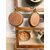 Antique copper pot rack from the early 1900s with antique branches, 93x70cm