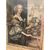 Antique pair of 17th century engravings by Van Dyck. Pierre Lombart. Dorothea and Philip Herbert IV, 38x27cm