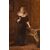 ANTIQUE PAINTINGS OF WOMAN READING, FEMALE PORTRAITS, OIL ON PANEL, NINETEENTH CENTURY (QR684)