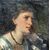 Antonio Zona – Ritratto di giovane donna con cornice scolpita in cirmolo dorato, fine XIX secol
