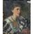 Antonio Zona – Ritratto di giovane donna con cornice scolpita in cirmolo dorato, fine XIX secol