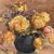 DIPINTI ANTICHI OVALI CON FIORI DI ROSE GIALLE, NATURE MORTE, OLIO SU TELA, PRIMI DEL NOVECENTO. (QF683)