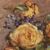 DIPINTI ANTICHI OVALI CON FIORI DI ROSE GIALLE, NATURE MORTE, OLIO SU TELA, PRIMI DEL NOVECENTO. (QF683)