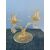 Candeliere a due fuochi in vetro a spirale con inclusioni foglia oro.Manifattura Zecchin-Martinuzzi.Murano