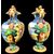 Coppia di vasi in maiolica con manici a decoro istoriato stile Urbino.Marca S.C.A Pesaro