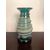 Iridescent green glass jar with archaeological-style spiral applications.Fratelli Toso.Murano     