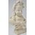 Statua bambina sorridente con fiori nei capelli, marmo bianco - O/7552