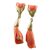 Earrings - sculpture with coral and pearl - G/101