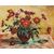 ANTIQUE PAINTINGS, ART DECO, STILL LIFE, RED DAISY FLOWERS, OIL ON CANVAS, 20TH CENTURY. (QF690)