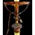Lampada da terra in vetro zigrinato con dettagli in bronzo.Francia