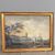 Antique 18th-century grisaille painting on paper, marine port scene. Gilded frame. Size 67 x 51 cm.