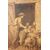 Pastello Francese del 1800 Raffigurante Scena Di Vita campestre Pastore con Gregge